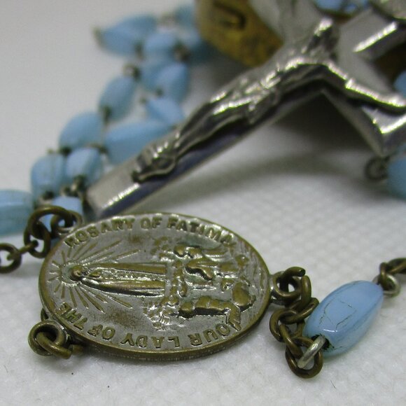 antique glass bead silver rosary - Picture 4 of 6